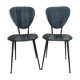 Paire de chaises avec pieds effilés en métal et Skaï noir, années 60