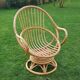 Pair of swivel rattan armchairs