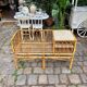 1960s beige rattan and cotton bench