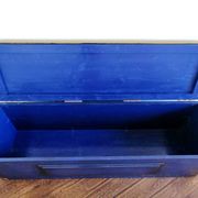 Trunk chest - bench in Majorelle blue solid wood & golden brass