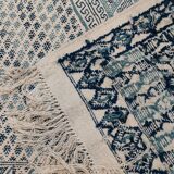 Traditional white and blue margoum carpet woven hands in pure wool
