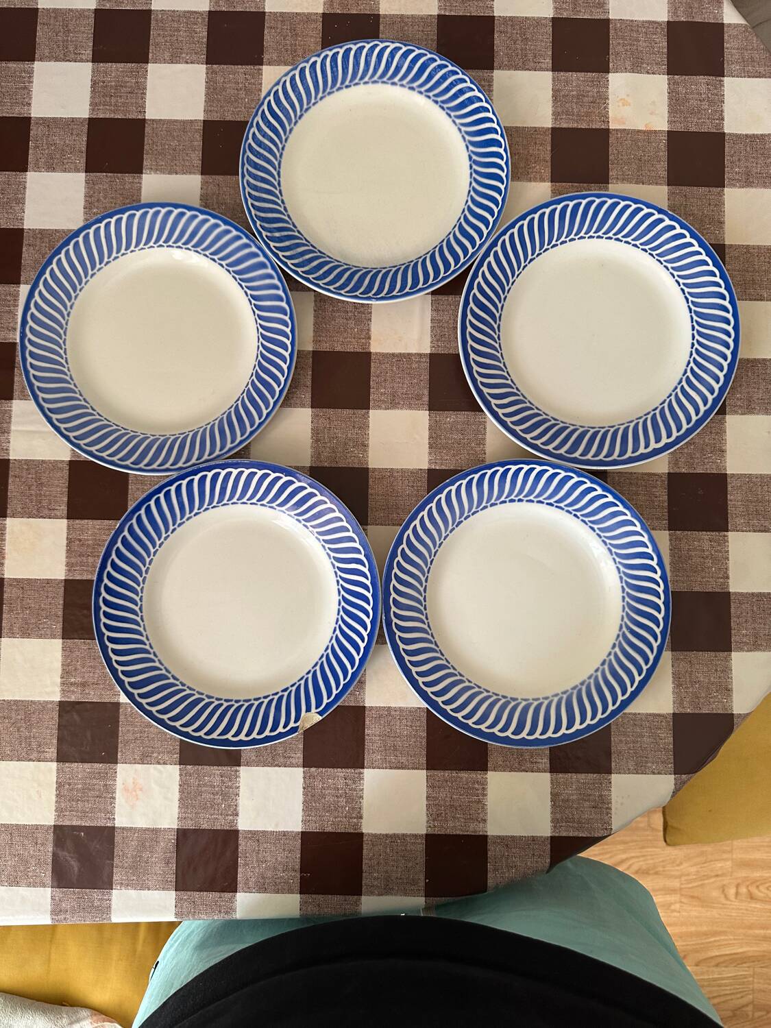 5 Jacquot Digoin Sarreguemines Vintage Ceramic Plate – Blue & Whi