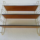 Wall shelf String brass and wood