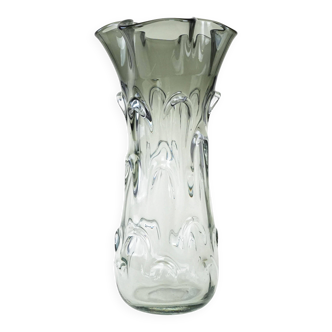 Grey vase, Murano glass, 1960s, made in Italy