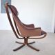 Chaises Falcon à ailes et dossier haut en cuir Sigurd Resell vintage rétro