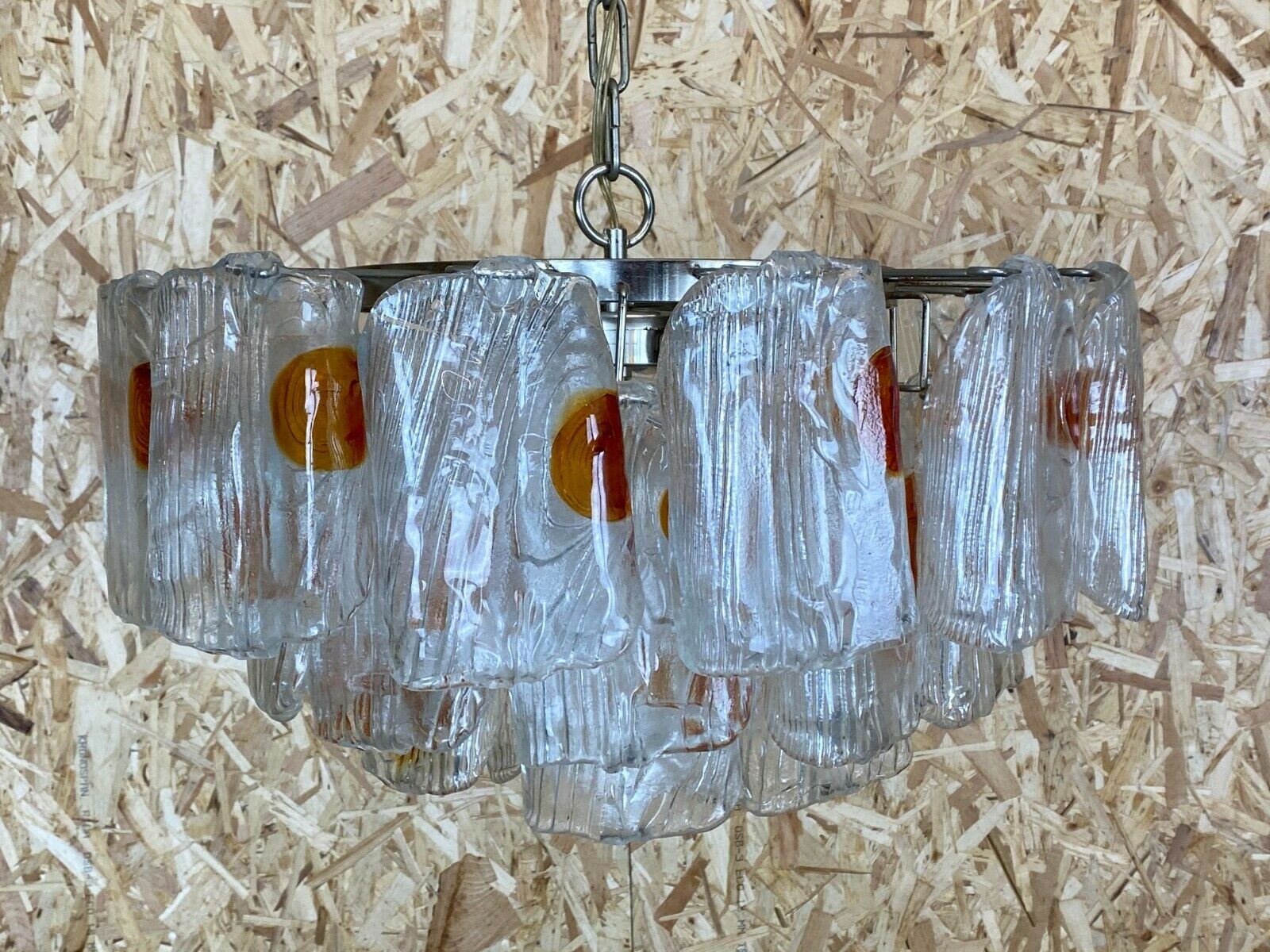 XL 60s 70s Murano Glass Chrome Chandelier Chandelier Glass Space Age 60s v