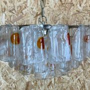 XL 60s 70s Murano Glass Chrome Chandelier Chandelier Glass Space Age 60s v