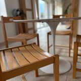 6 solid beech chairs by André Sornay