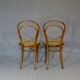 2 Thonet No. 10 chairs, 1870 version, new caning