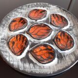 Pornic earthenware / set of 6 oyster plates / hand painted