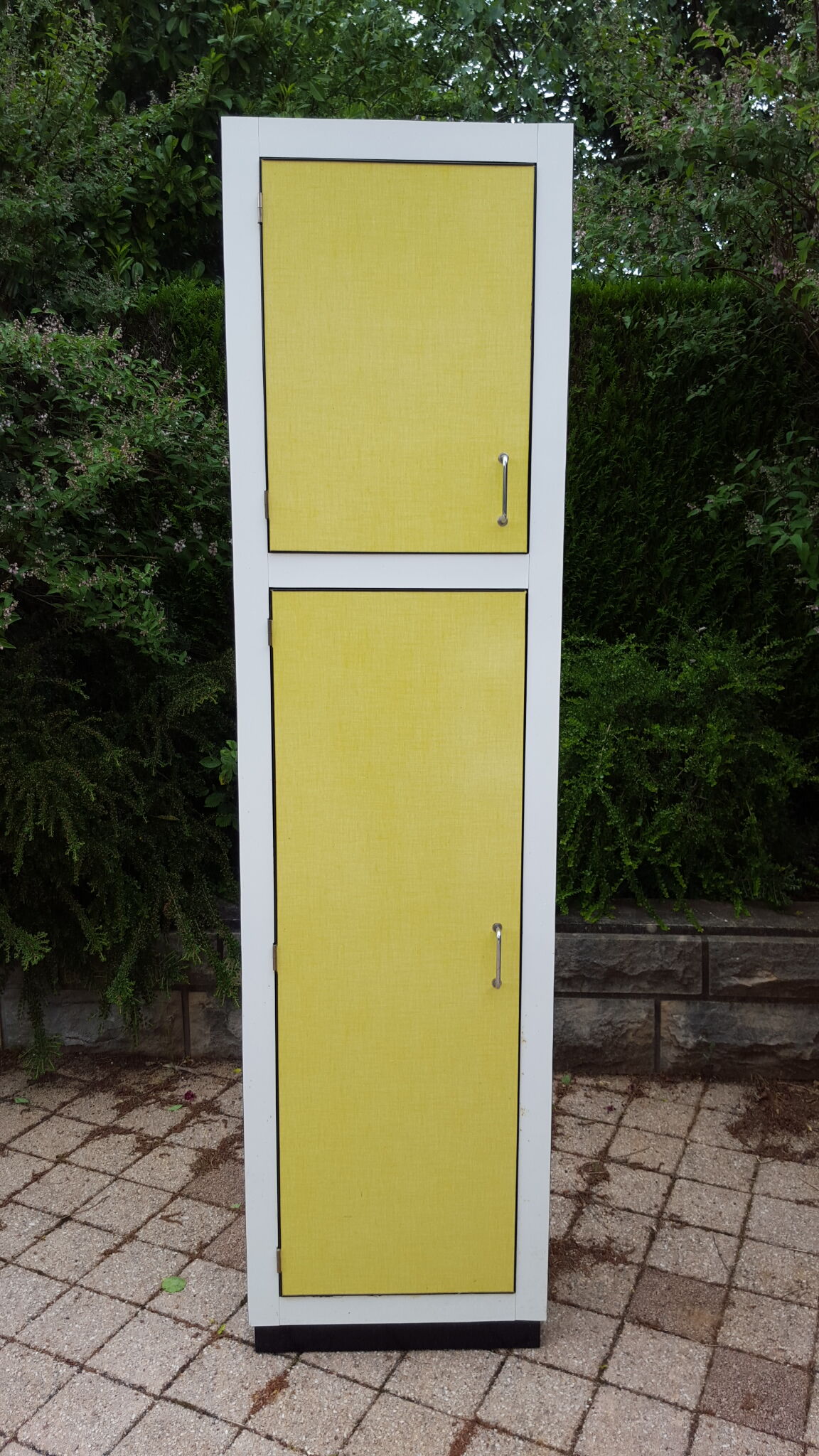 Vintage storage cabinet formica yellow