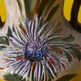 Handmade art enamel vase with original label. Signed Tess.