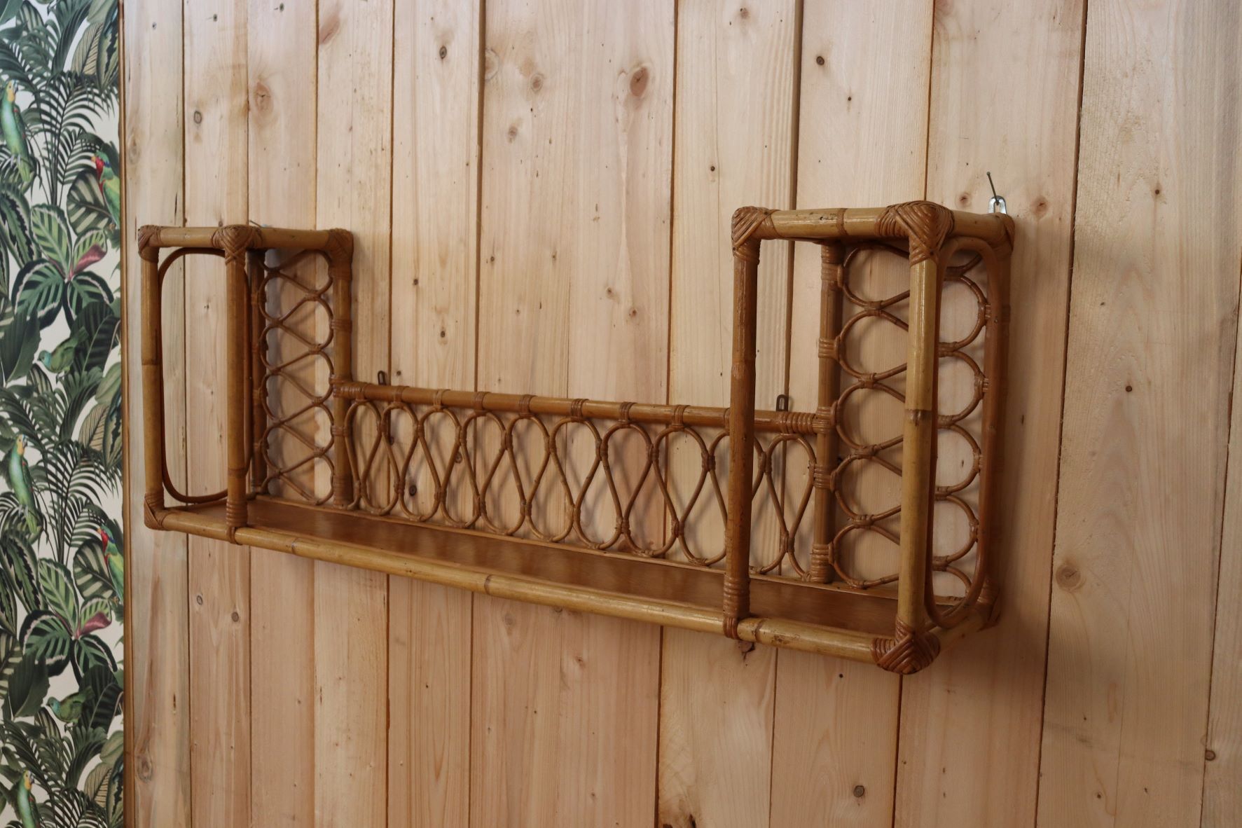 Rattan wall shelf