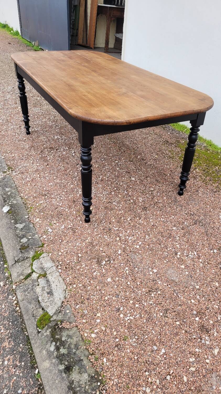 Louis Philippe style oval patinated bistro farm table - 1m90