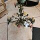 metal chandelier and porcelain flowers