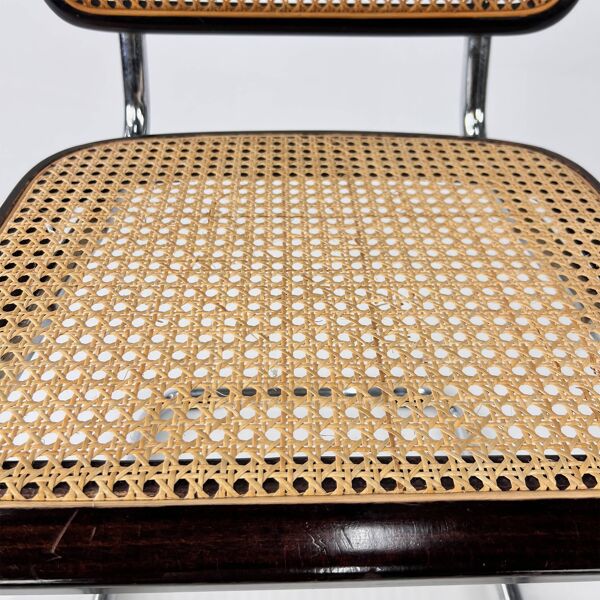 Chaise de salle à manger en porte-à-faux avec cadre tubulaire et cannage, Italie, années 1970