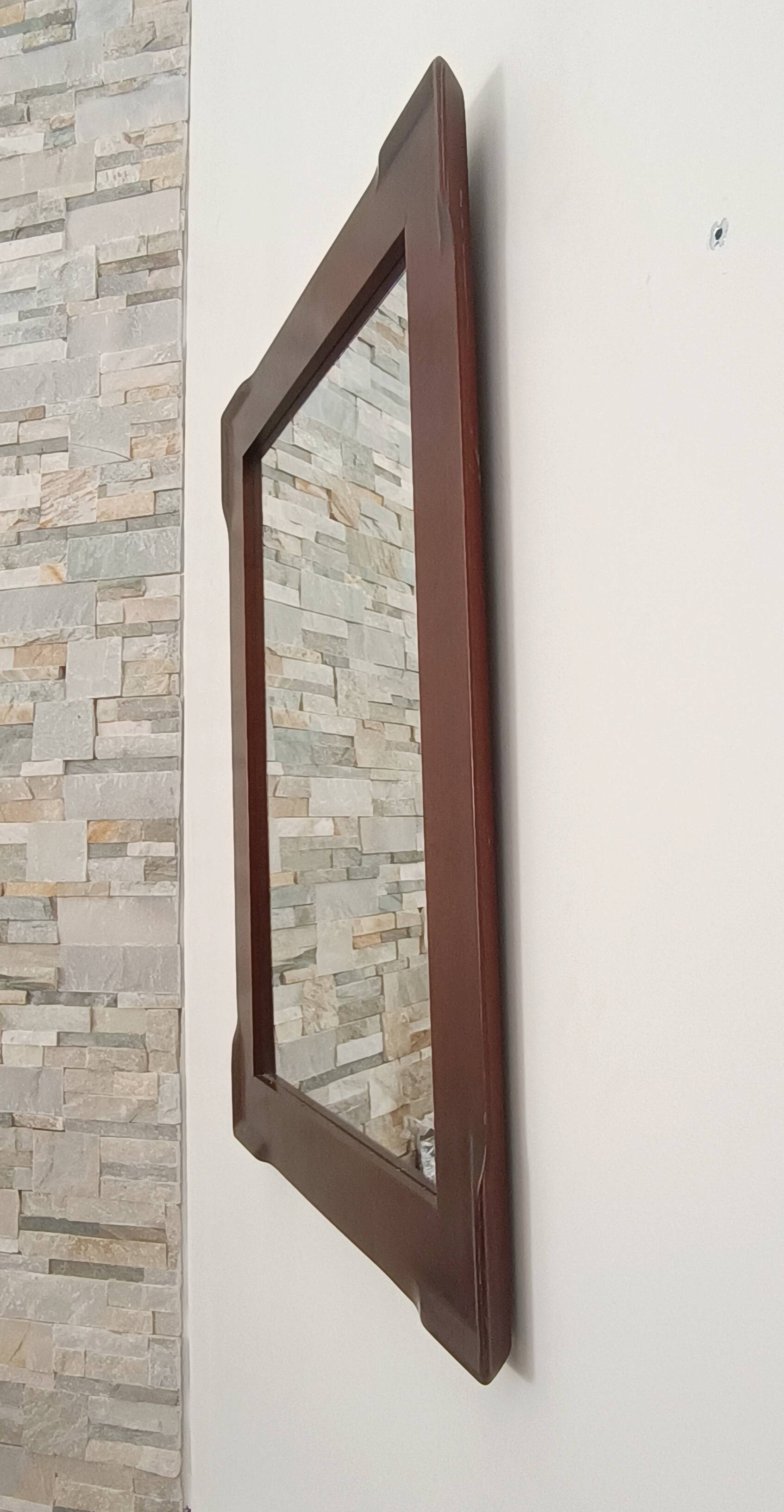 Large Cherry Wood Mirror France 1970s