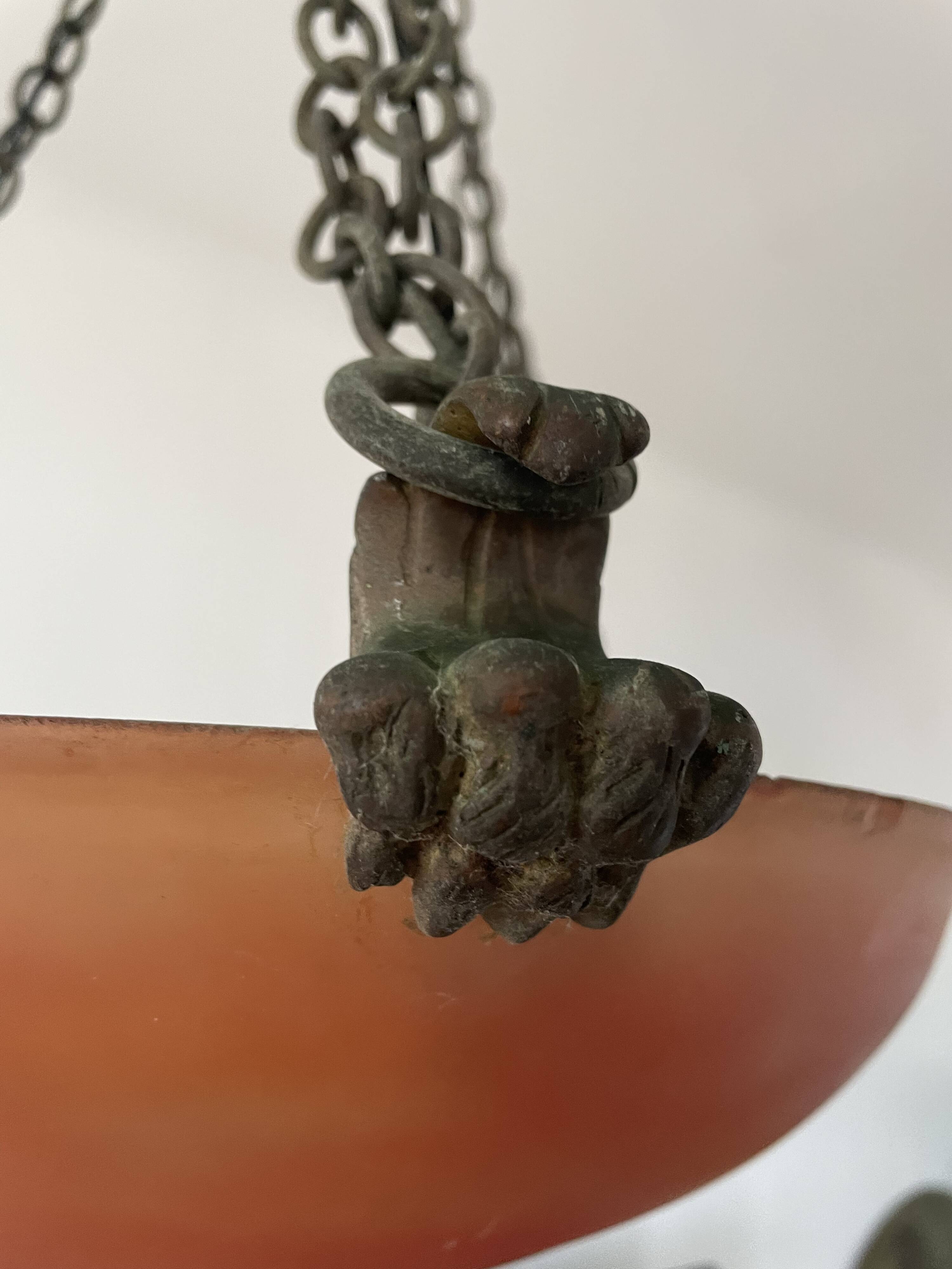 Art Deco pendant light in marbled glass