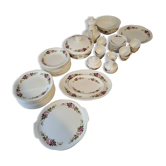 Vintage tableware service in Gien earthenware, "Champs" model with roses – An