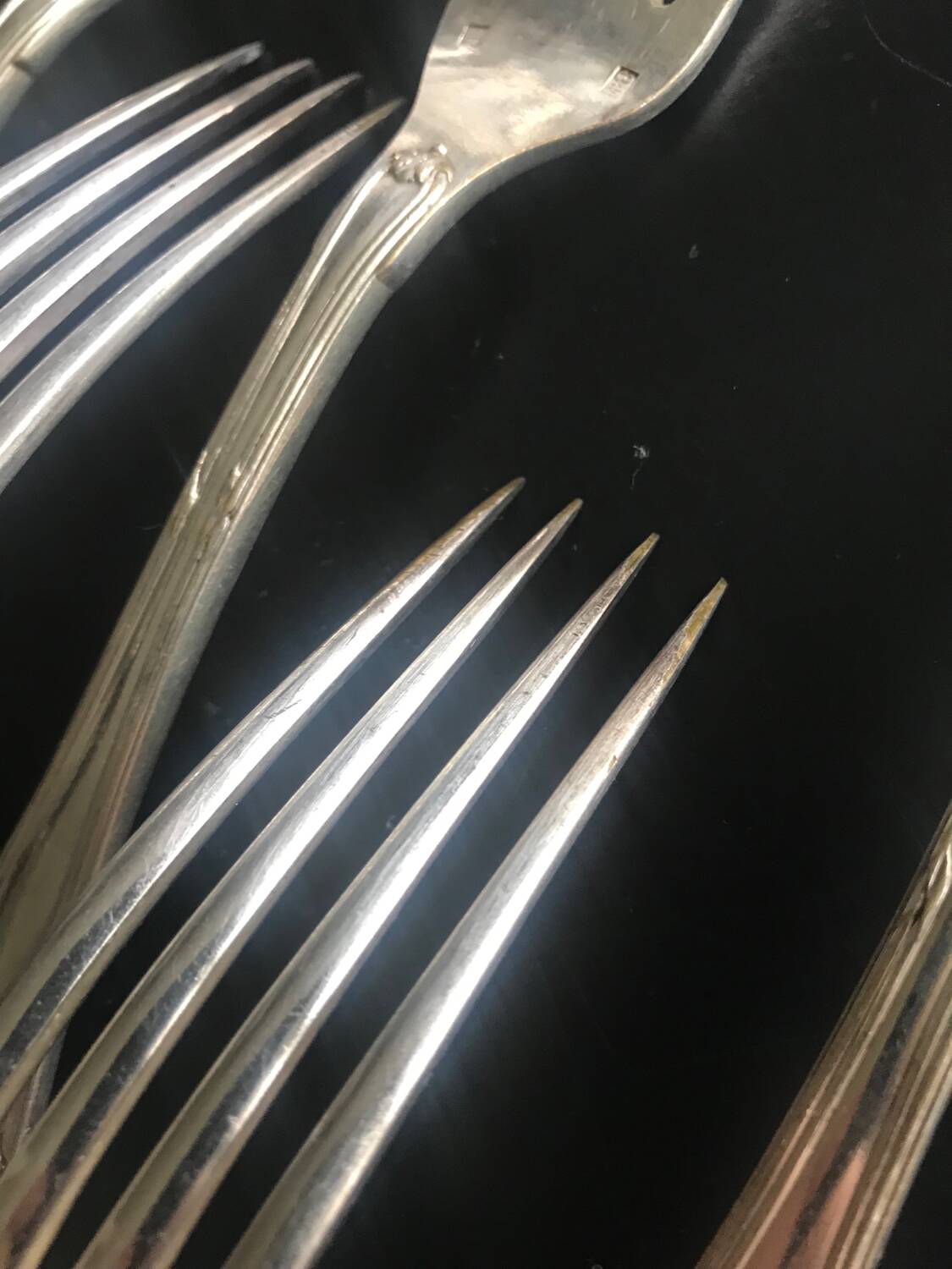 12 table forks - silver metal