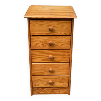 Commode scandinave buffet 5 tiroirs en bois massif 1980
