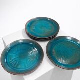 Set of 5 ceramic plates – ø 24.5 cm – signed tournay