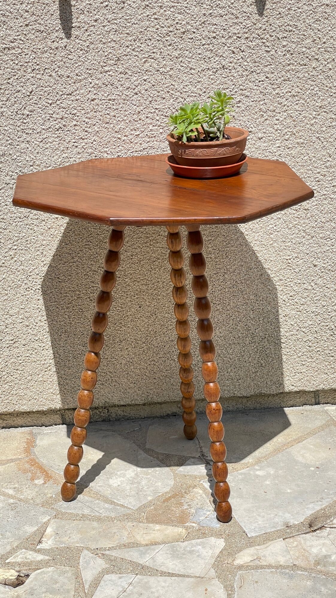 Table old legs tripod and turned wood