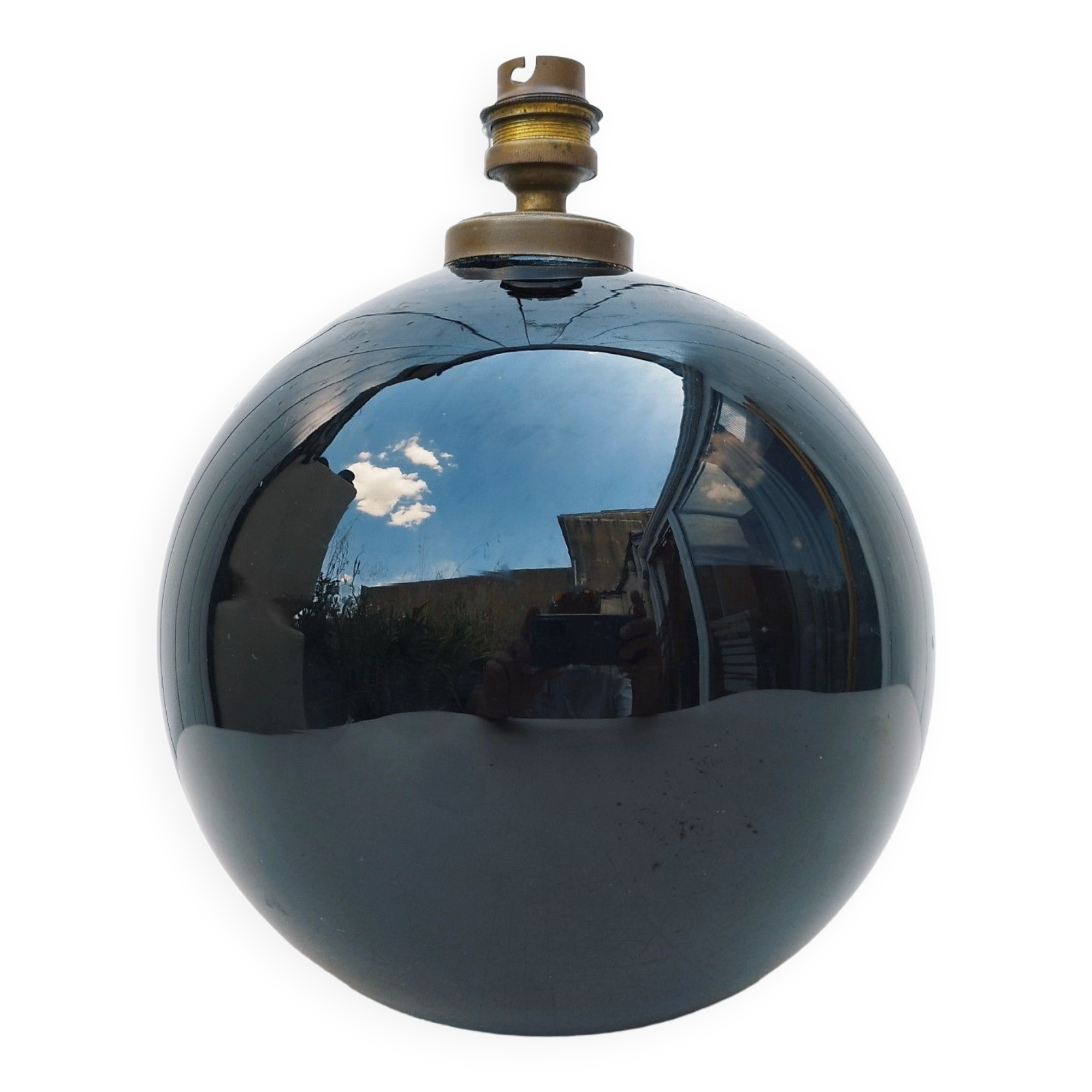 Black opaline lamp foot design 60's