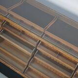 Vintage German Oak Glass Shop Counter Haberdashery Cabinet Vitrine, ca 1950