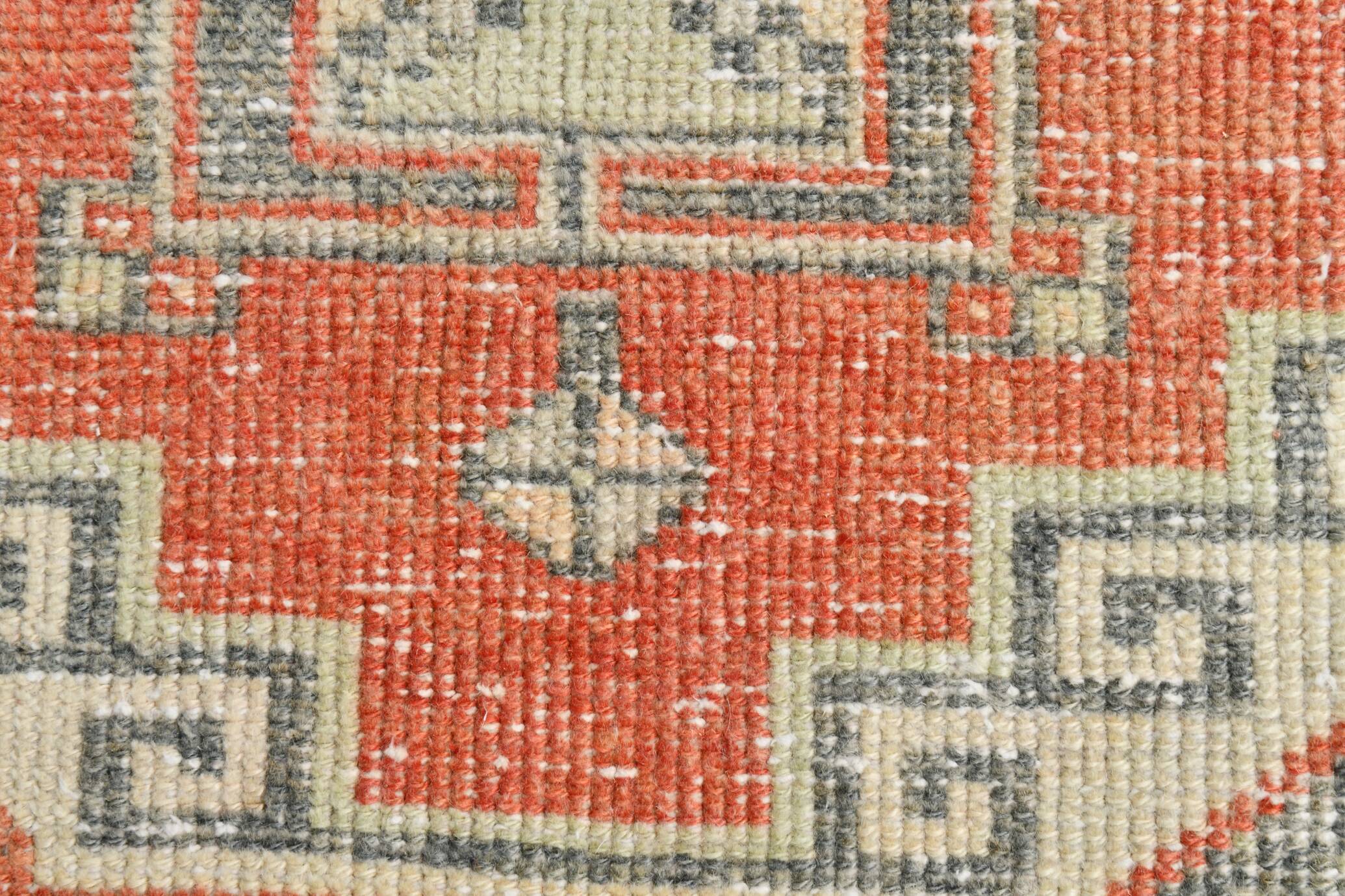 Tapis vintage orange et gris de petite taille 2x3