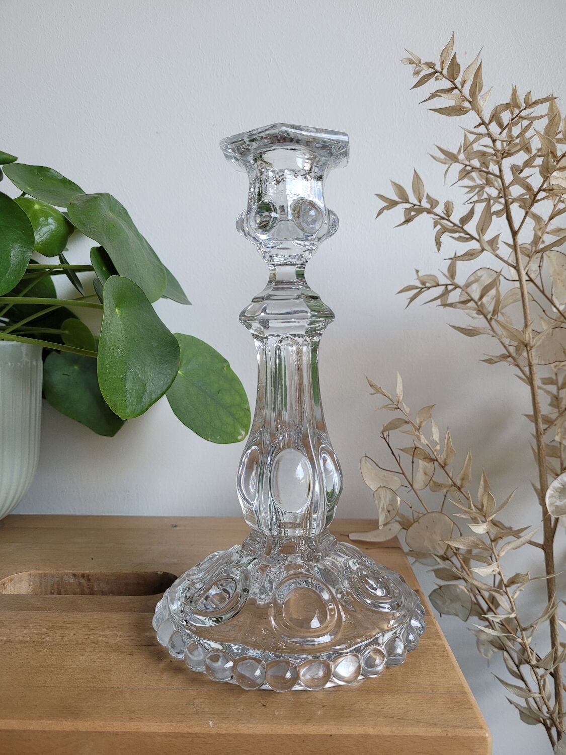 Molded glass candle holder