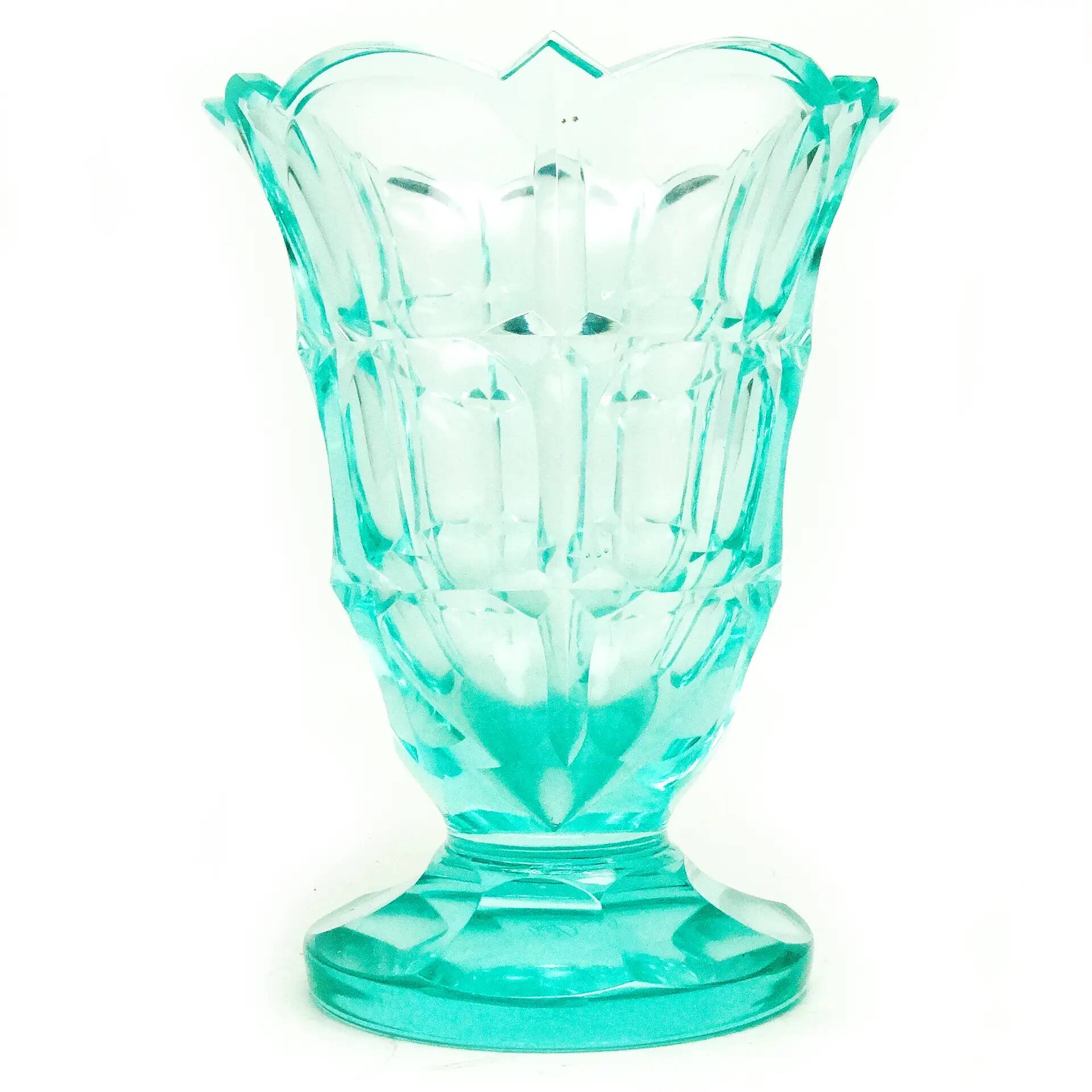 Art Deco vase, uranium crystal, Moser, Czechoslovakia, 1930s