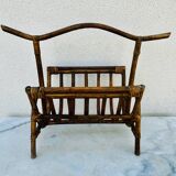 Bamboo rattan magazine rack 1960s