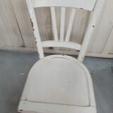 4 patinated white bistro chairs