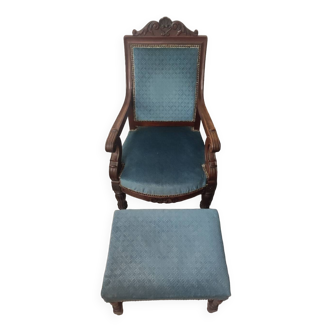 Louis Philippe armchair and footrest