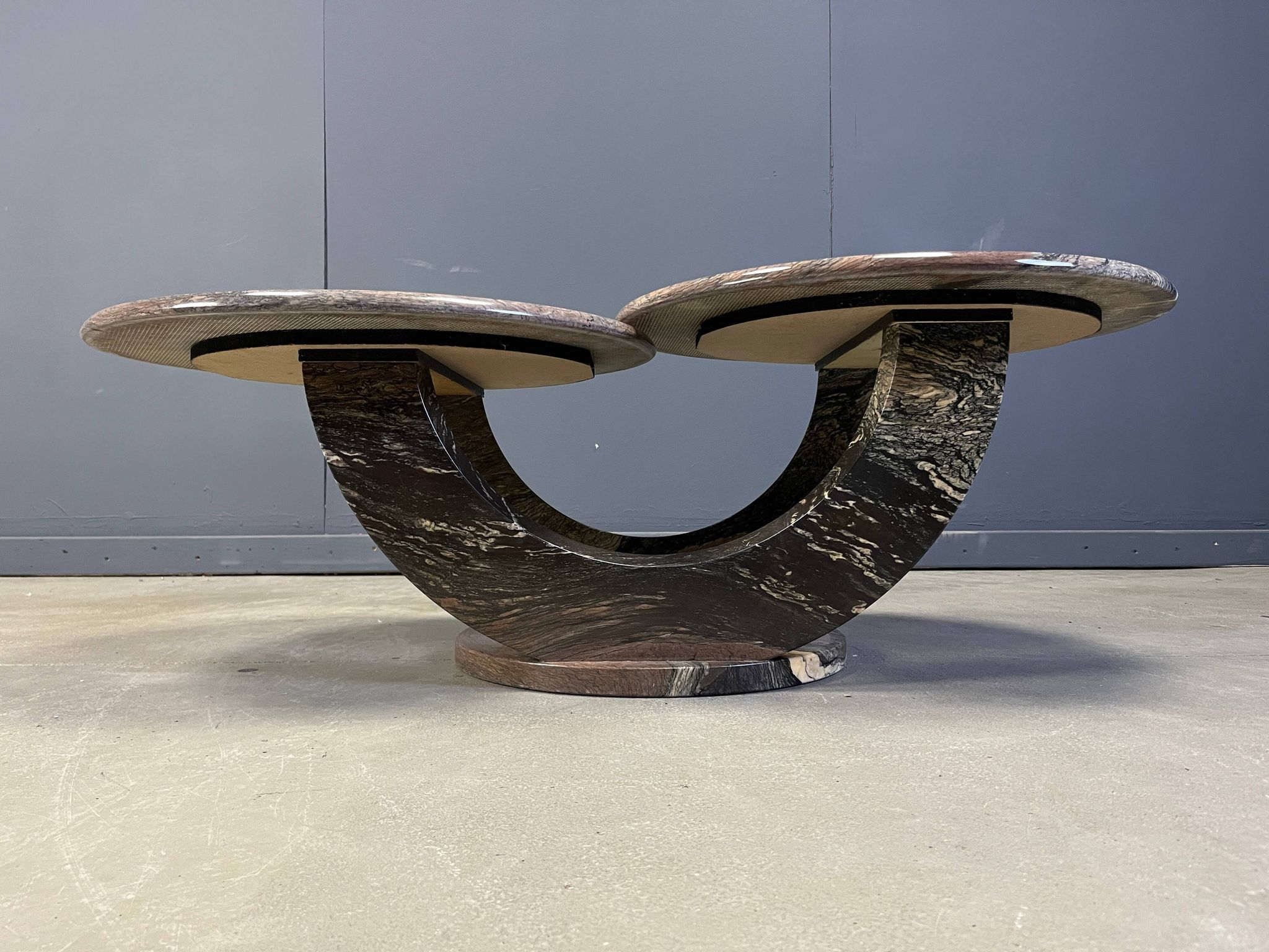 Table basse en marbre vintage à deux niveaux, années 1970