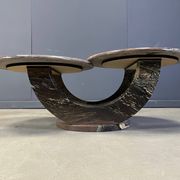 Table basse en marbre vintage à deux niveaux, années 1970