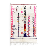 Moroccan Berber carpet Azilal ecru with colorful patterns 236x157cm