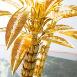 Exquisite Italian Golden Palm Tree Floor Lamp with 3 Sparkling Branches 70s