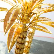 Exquisite Italian Golden Palm Tree Floor Lamp with 3 Sparkling Branches 70s