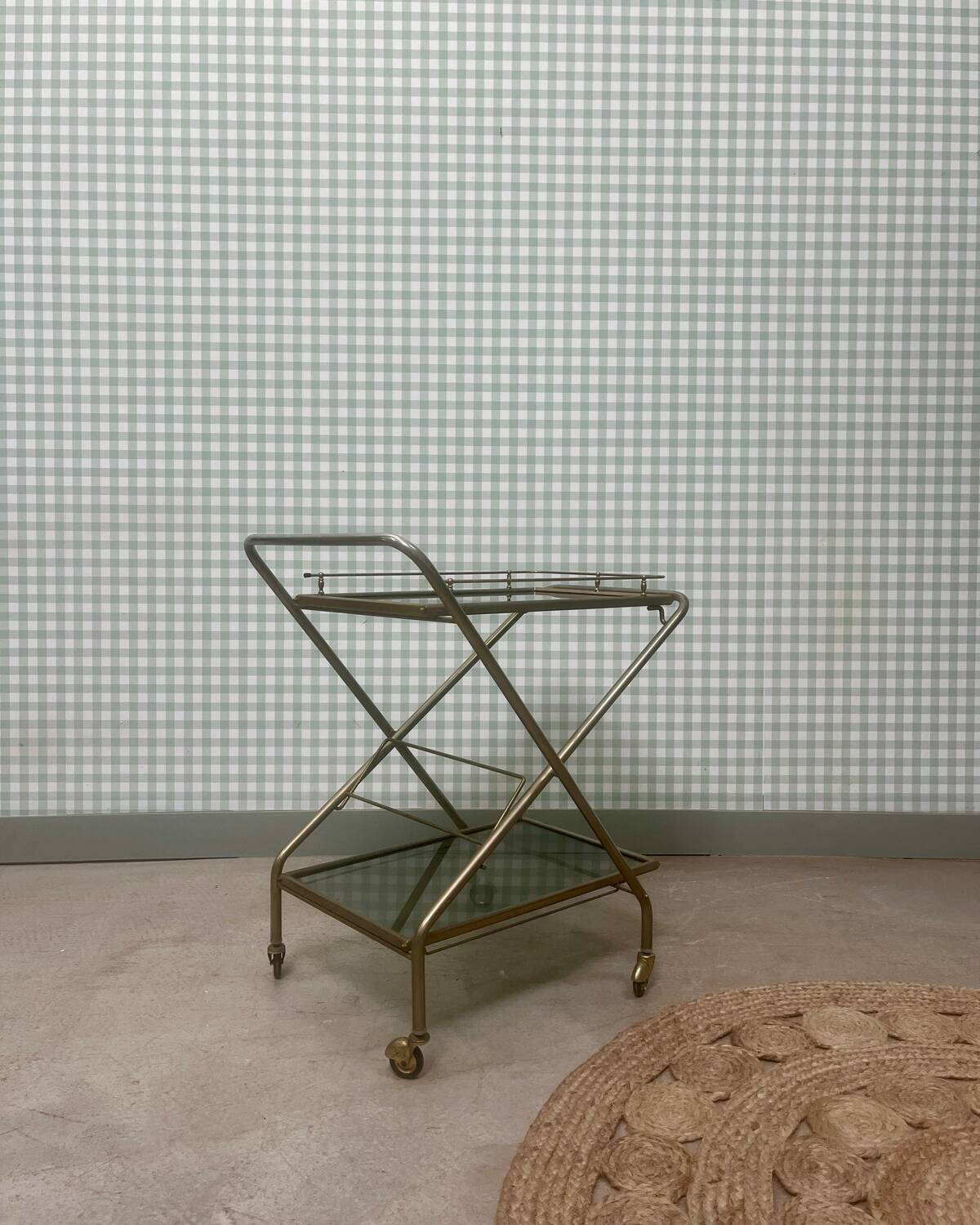 Vintage brass and glass serving trolley