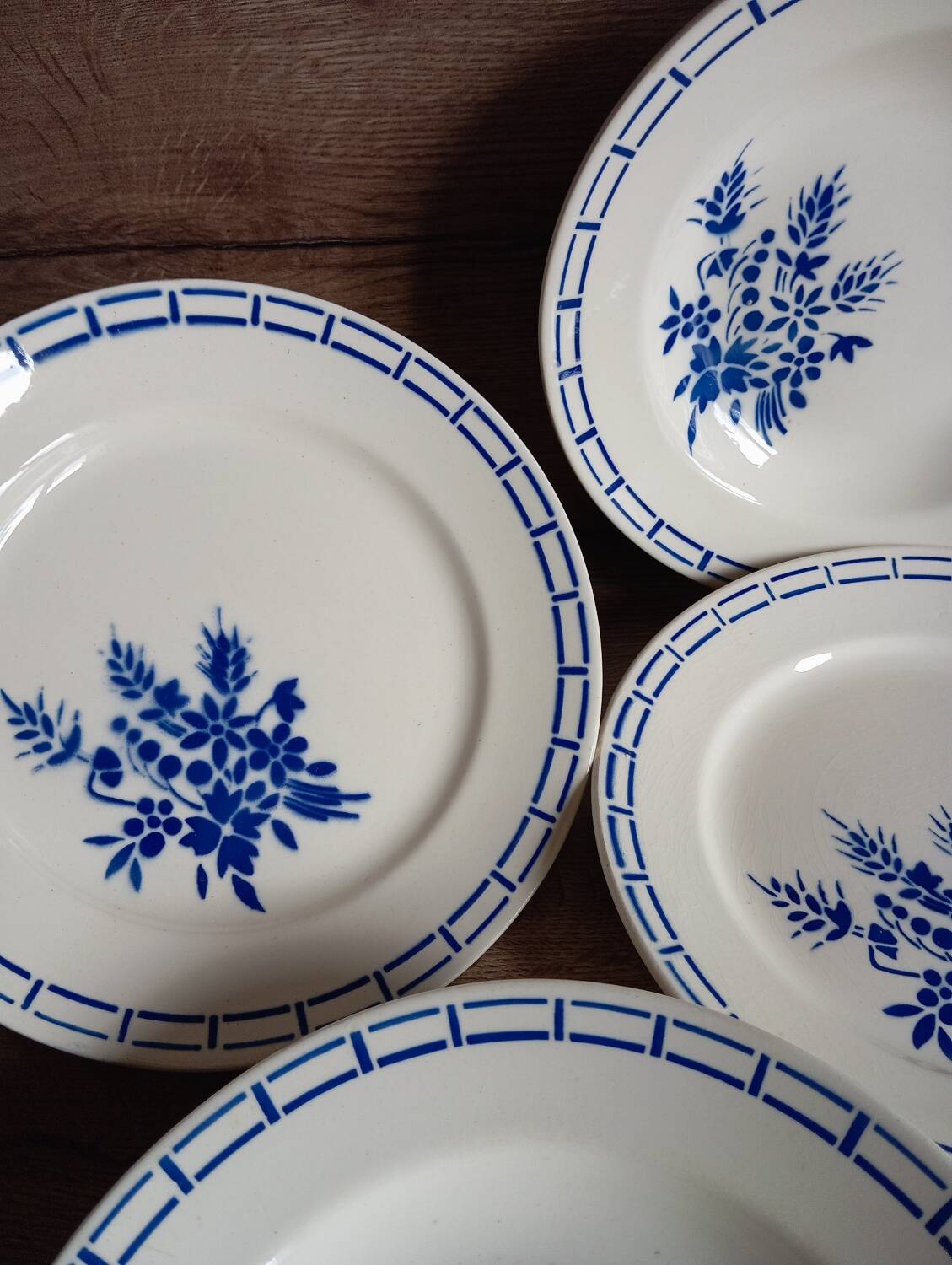 6 old plates 1920/30 Badonviller, blue decor