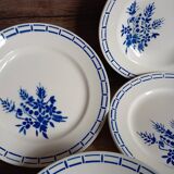 6 assiettes anciennes 1920/30 Badonviller, décor bleu