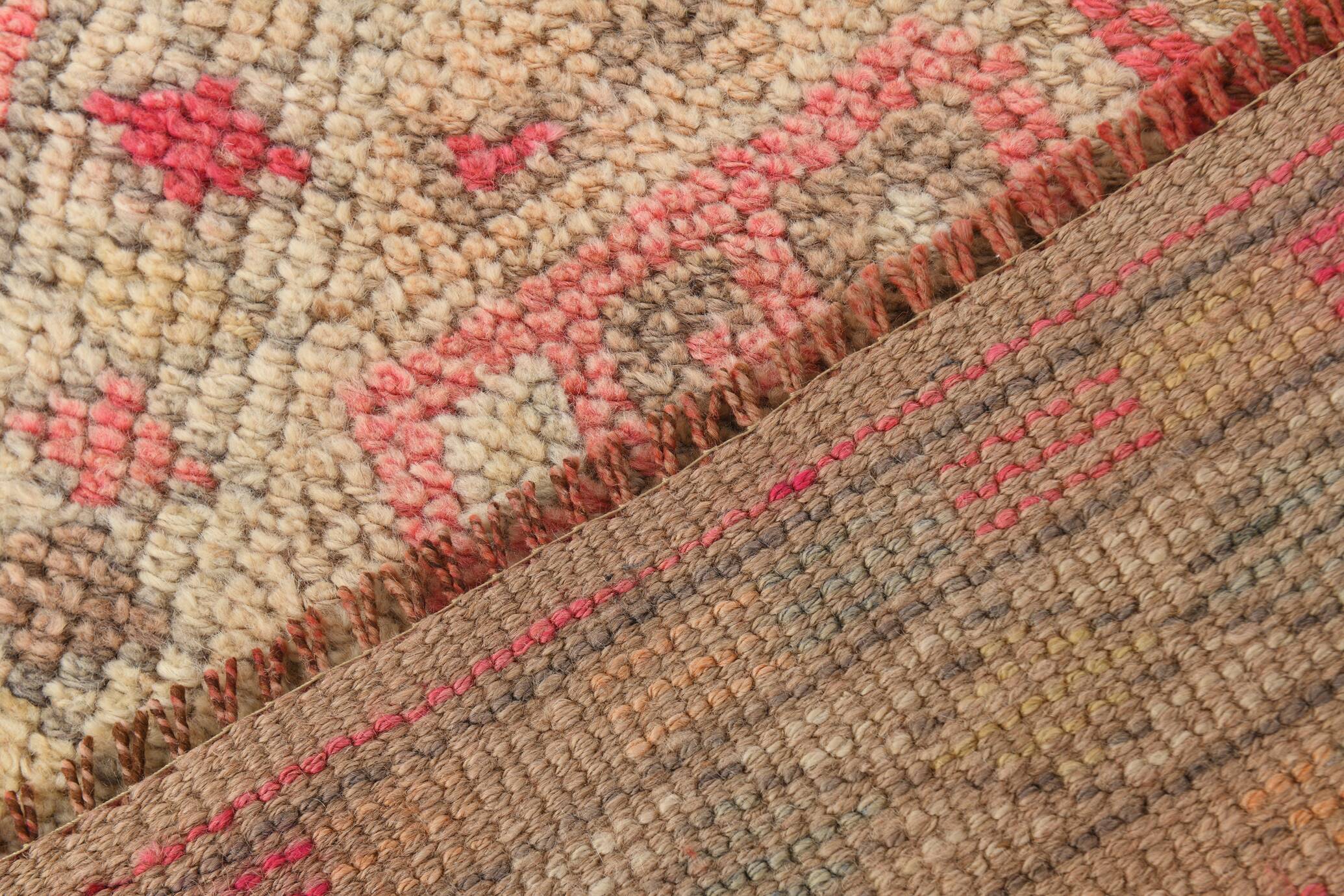 2x10 Red Pink Geometric Vintage Runner Rug,  75x315Cm