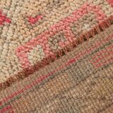 2x10 Red Pink Geometric Vintage Runner Rug,  75x315Cm