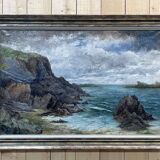 Oil on canvas representing a beachfront in the Côtes d'Armor, signed L HORNA