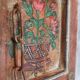 Indian door with 2-leaf floral motifs with 2 rings for wall mounting