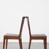 Ensemble de 6 chaises de salle à manger en cuir antiques d'origine néerlandaise