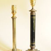 Vintage Lamp - Metal, Marble and Brass Column - Empire Style - Black and Gold