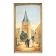 Signed painting, wedding painting in village, large framed painting